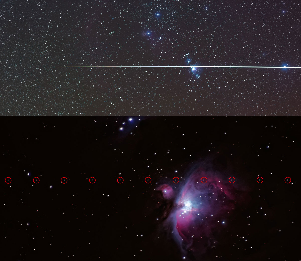 Tránsito de la ISS sobre la nebulosa de Orión.